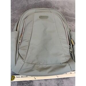 Pacsafe Anti-Theft Travel Backpack Sage Green Orange Interior Lockable Zippers